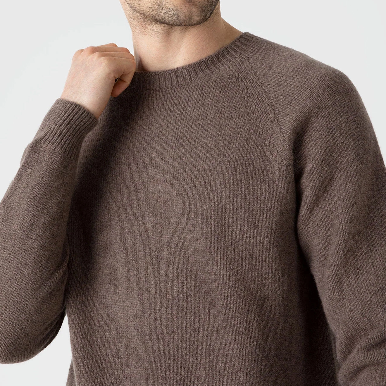 Special Surprise Sale Sunspel Lambswool Crew Neck Knit Cedar