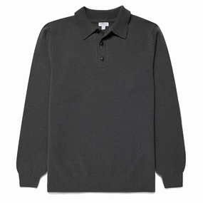 Sunspel Lambswool Polo Drill Green Last Chance Steal