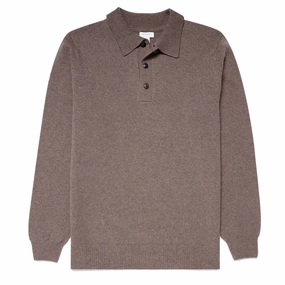 Special Deal Frenzy Sunspel Lambswool Polo Shirt Cedar