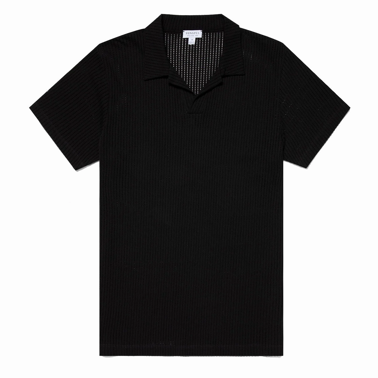 Sunspel Linear Mesh Polo Shirt Black Hot Sale Frenzy Online Exclusive Deal
