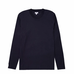 Today Only Offer Sunspel Long Sleeve Heavyweight T-Shirt Navy