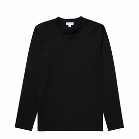 Sunspel Long Sleeve Riviera Midweight T-Shirt Black Limited Time Discount Special Steal Event