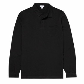 Sunspel Long Sleeve Riviera Polo Black Flash Discount Today Hot Pick Sale