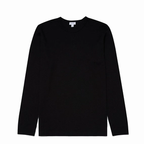 Deal Frenzy Today Shop Smart Save Sunspel Long Sleeve Waffle T-Shirt Black