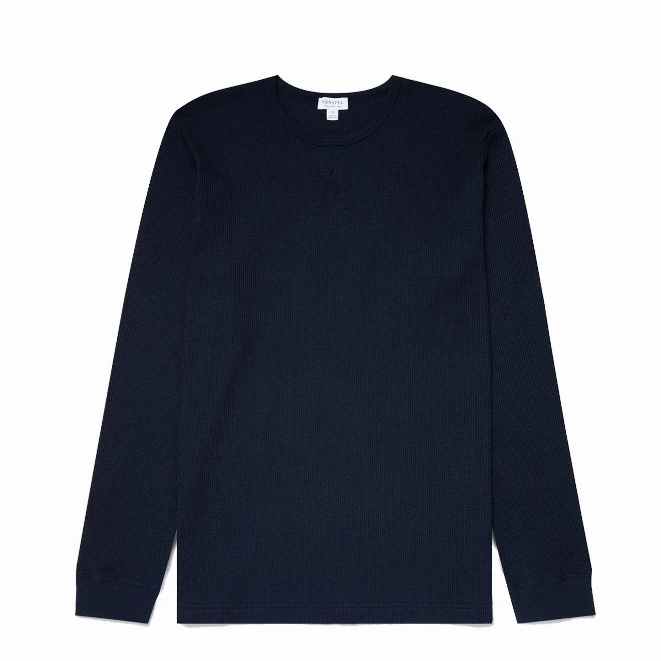 Shop Todays Picks Sunspel Long Sleeve Waffle T-Shirt Navy