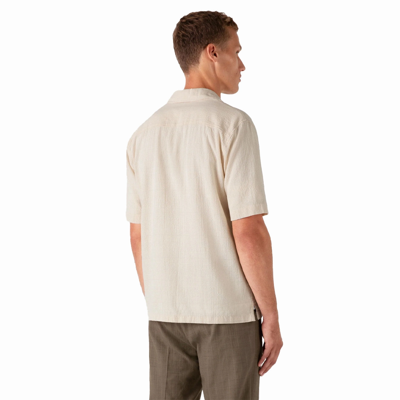 Sunspel Loose Weave Check Shirt Ecru Mega Savings Now Clearance Sale