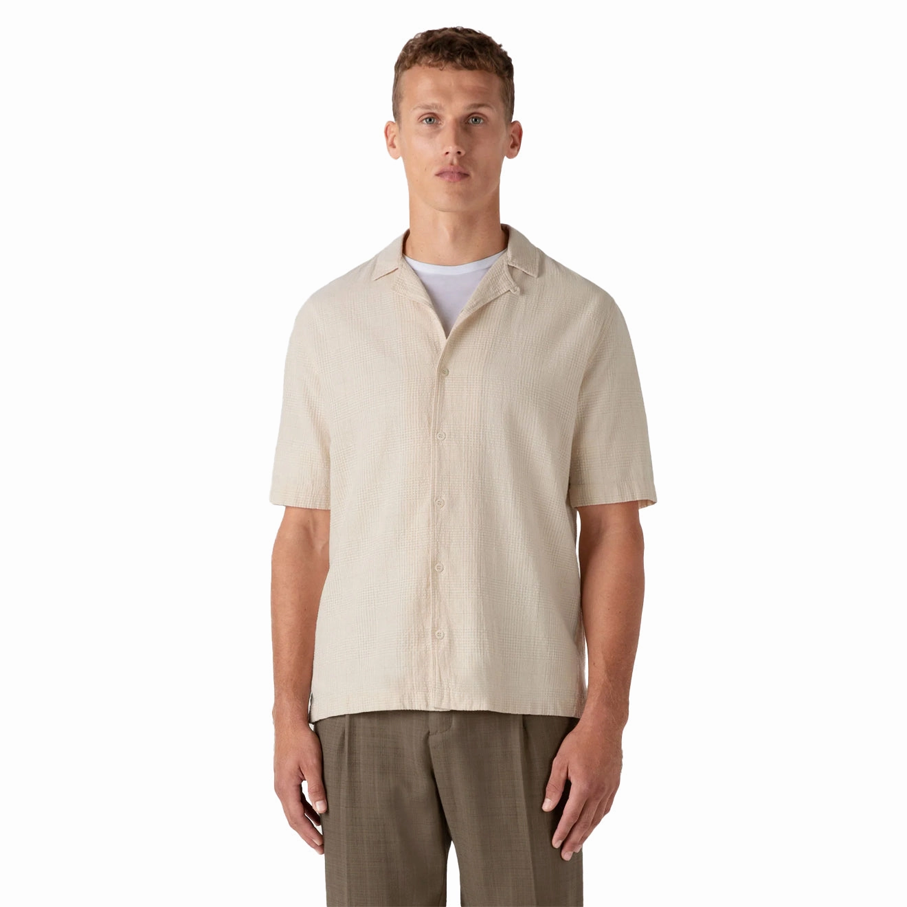 Sweet Deal Inside Sunspel Loose Weave Check Shirt Ecru