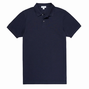 Sunspel Pique Polo Shirt Navy Grab Your Deal Today Trending Now Discount