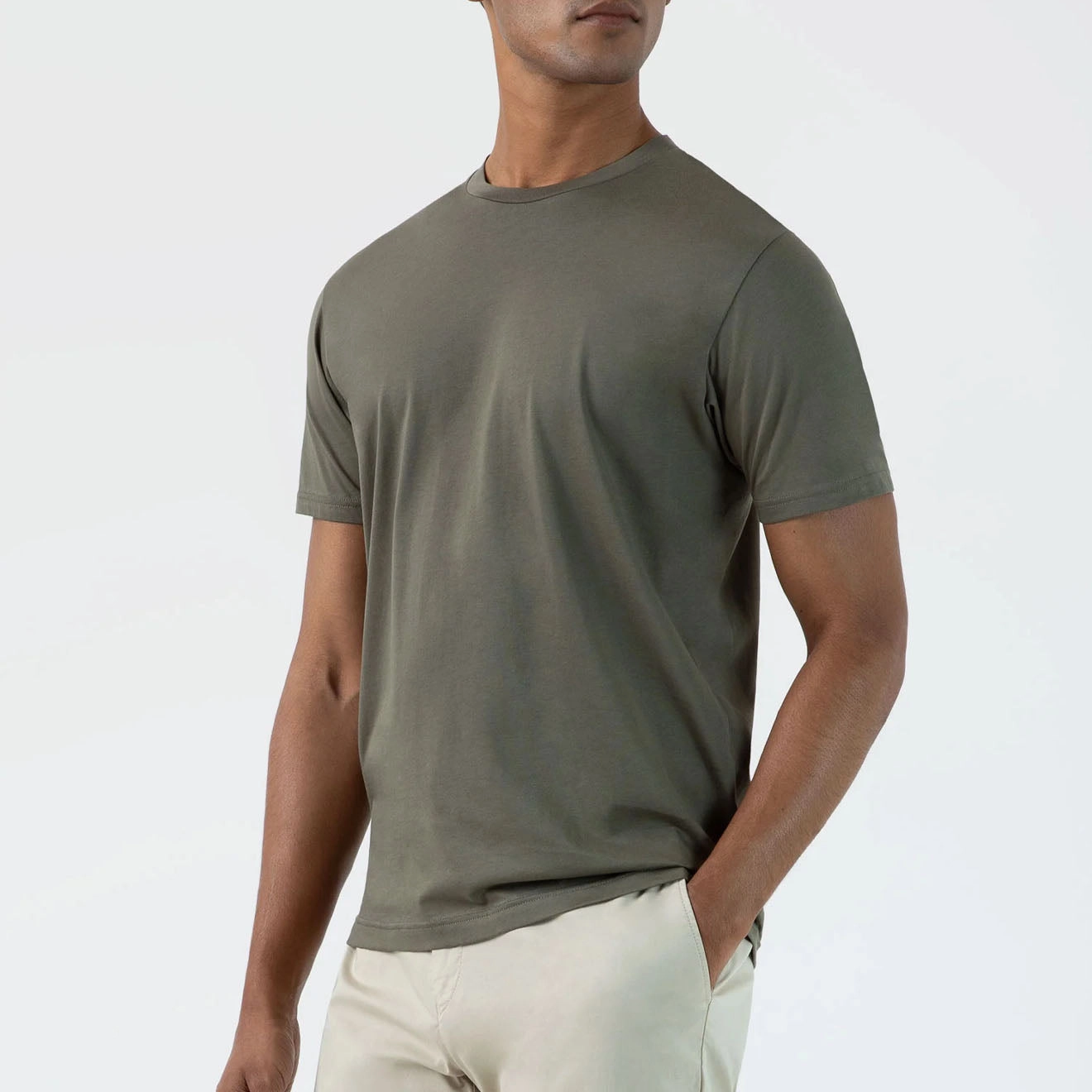 Hot Sale Frenzy Sunspel Riviera S/S Crew Neck Tee Khaki