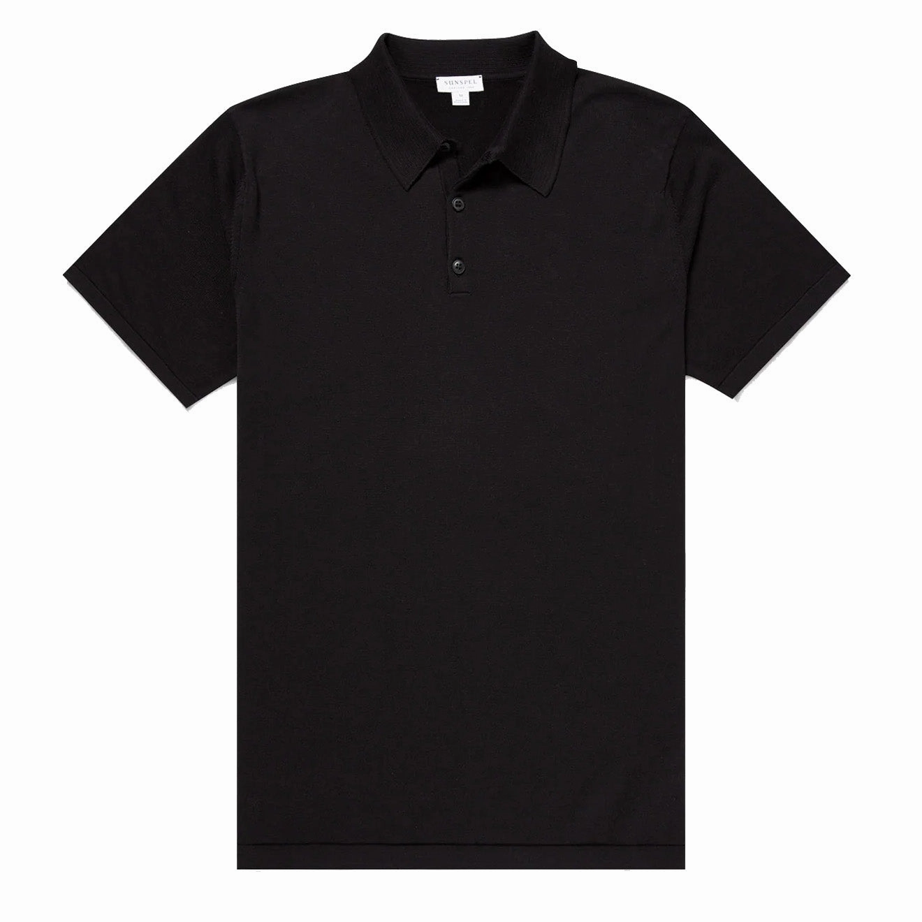 Sunspel Sea Island Cotton Polo Shirt Black Daily Special Offer Grab the Deal Now