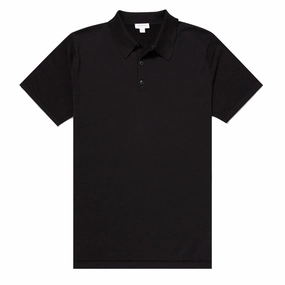 Sunspel Sea Island Cotton Polo Shirt Black Daily Special Offer Grab the Deal Now