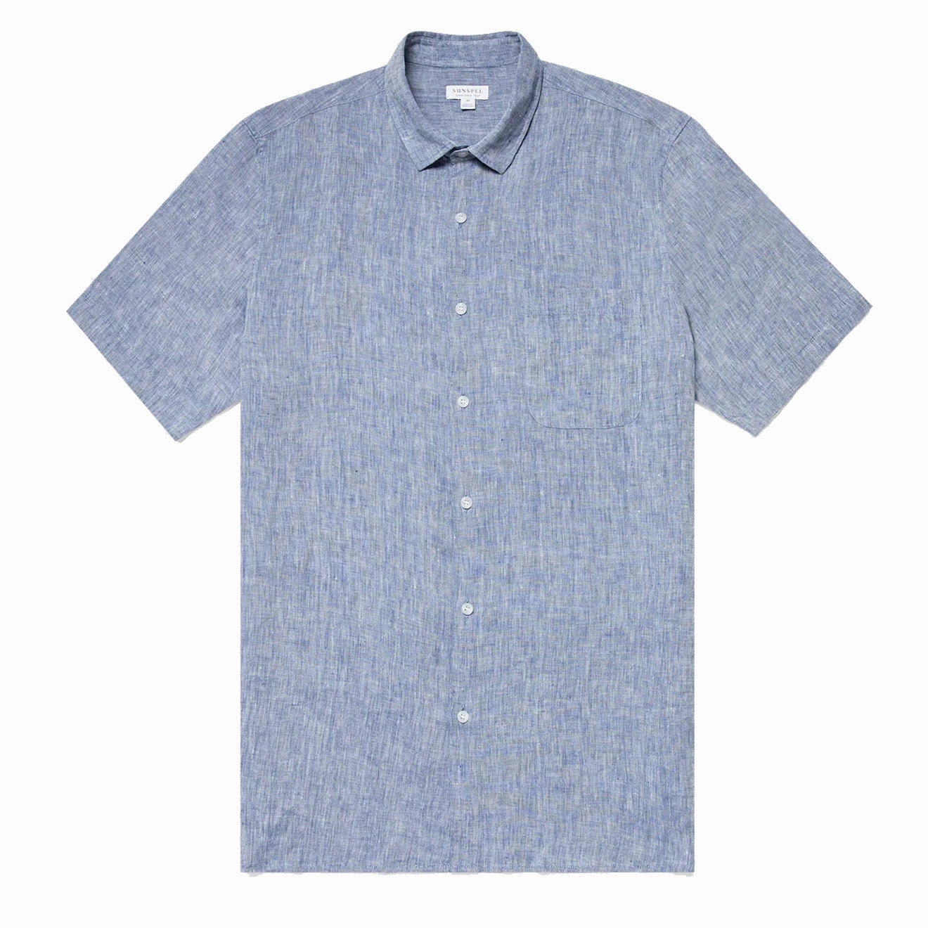 Grab It Fast Sunspel Ss Italian Linen Shirt Bluestone Melange