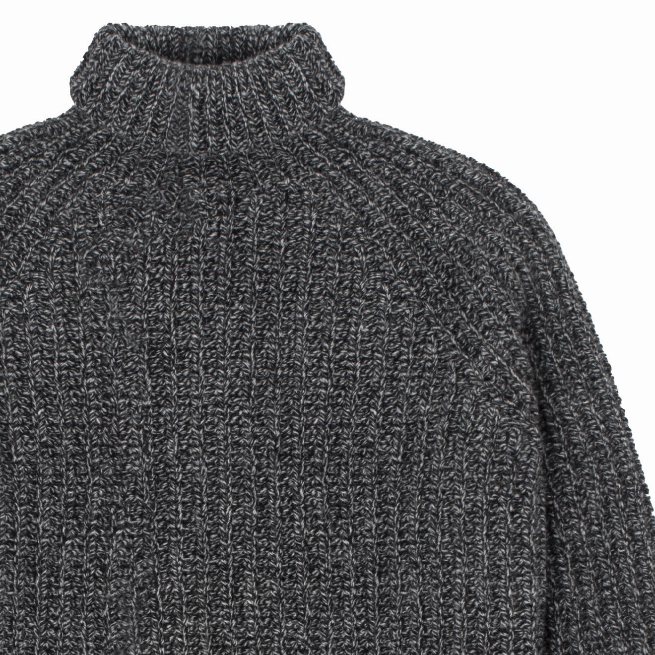 Sunspel Womens Chunky Roll Neck Jumper Black / Grey Twist Shop Save Big MustHave Deal