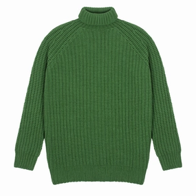 Sunspel Womens Chunky Roll Neck Jumper Bright Green Price Drop Alert