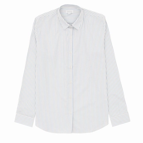 Limited Time Offer Exclusive Online Offer Sunspel Womens Classic Shirt Blue/Ecru Stripe