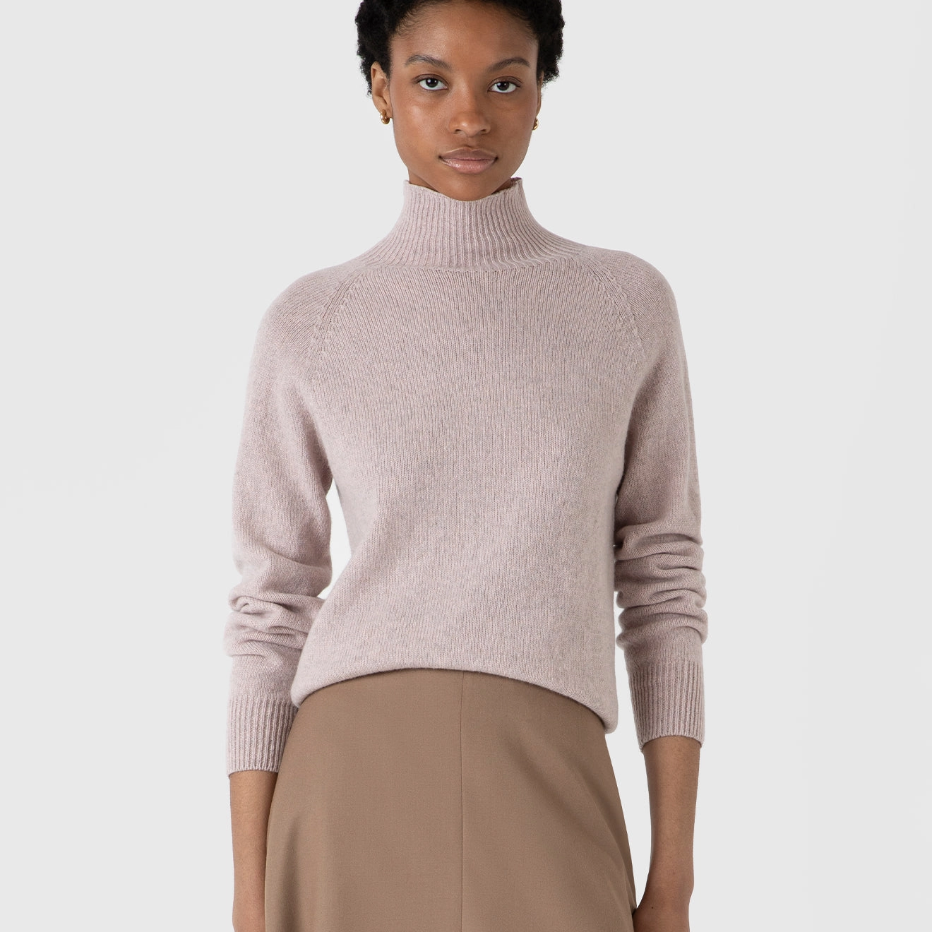 Sunspel Womens Funnel Neck Jumper Pale Pink Twist Special Deal Frenzy Instant Savings Inside