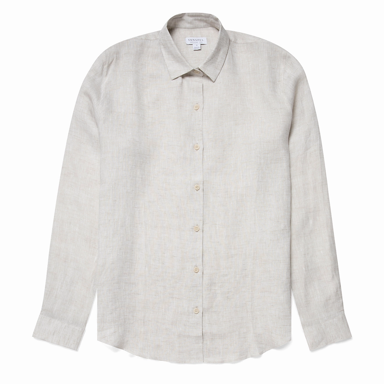 Sunspel Womens L/S Shirt Oatmeal Melange Linen Clearance Event Today Save Big Online