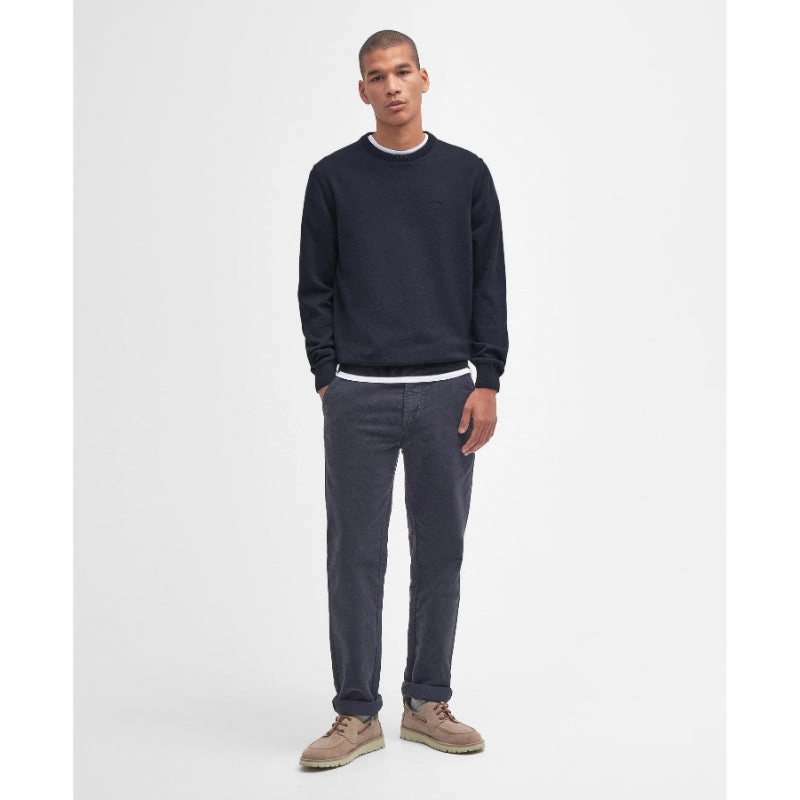 Sale Ending Soon Special Online Offer Barbour Pima Cotton Mens Crew Neck Jumper - Navy