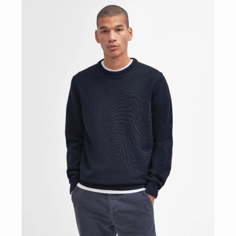 Todays Hot Pick Barbour Pima Cotton Mens Crew Neck Jumper - Navy