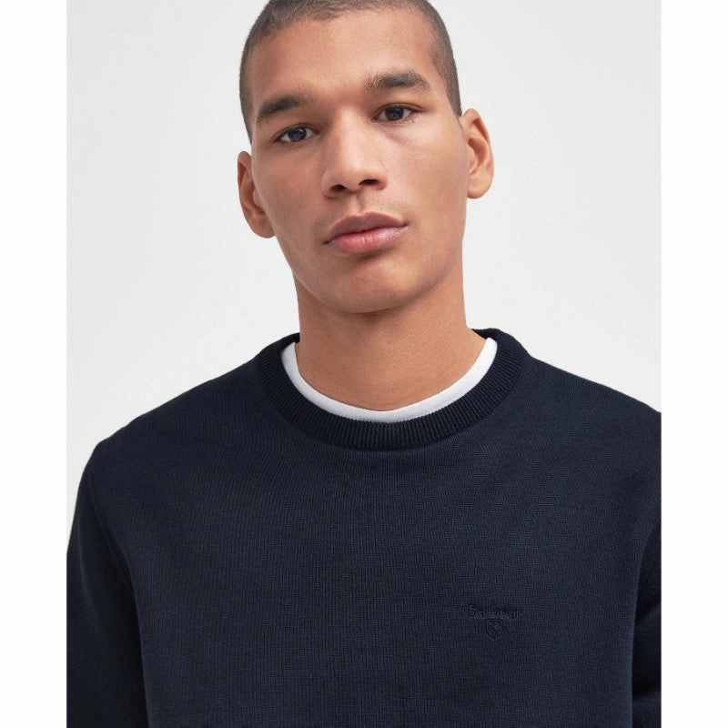 Barbour Pima Cotton Mens Crew Neck Jumper - Navy Hot Sale Frenzy