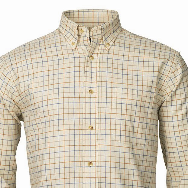 Laksen Jim Mens Tattersall Sporting Shirt - Denim/Sand/Reddish Shop Grab Savings Instant Discount