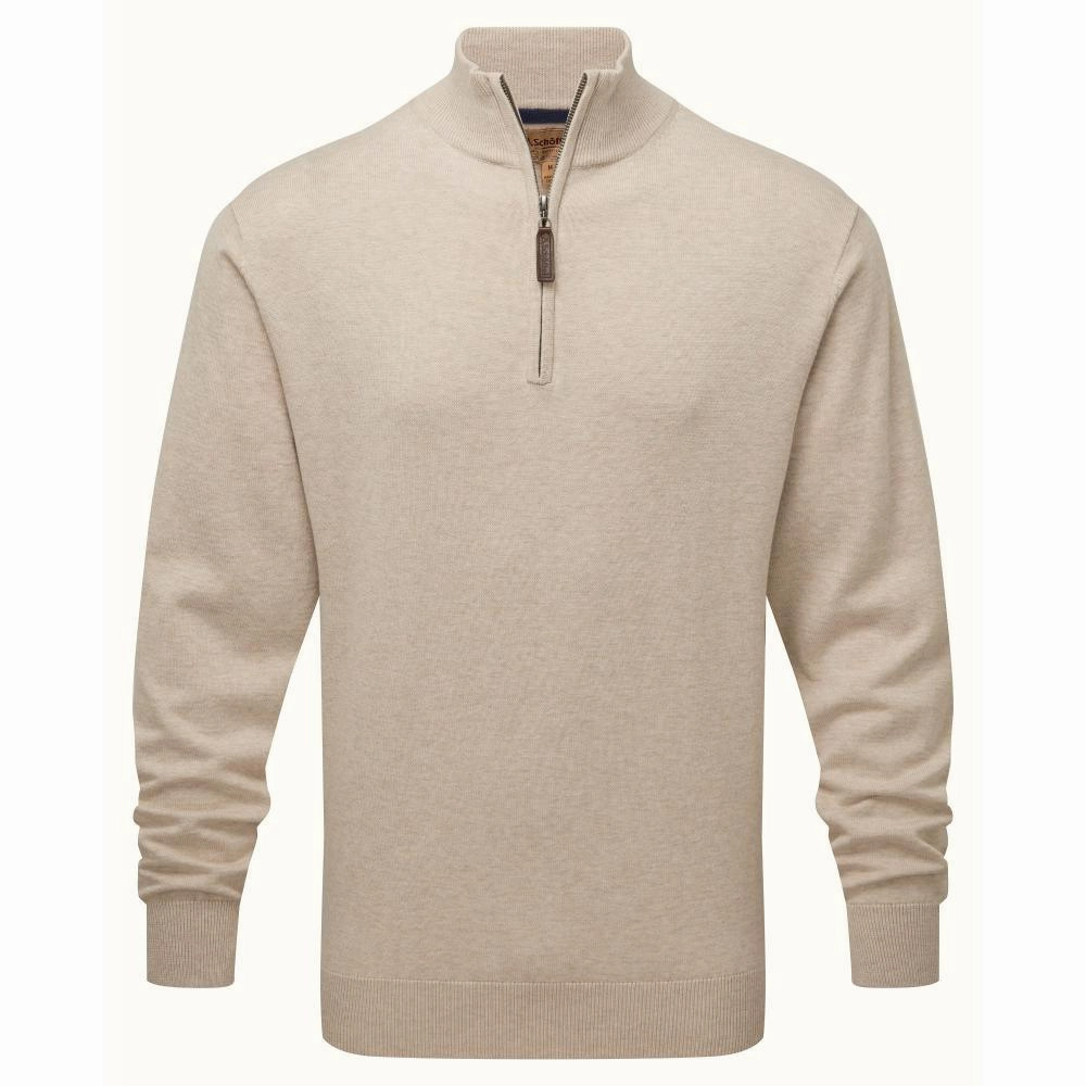 Grab Your Hot Pick Grab Your Savings Schoffel Porthmeor Pima Cotton 1/4 Zip Mens Jumper - Oat