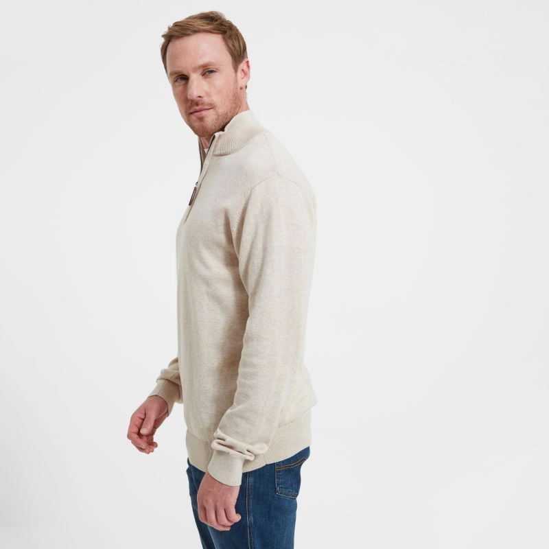 Todays Special Savings Schoffel Porthmeor Pima Cotton 1/4 Zip Mens Jumper - Oat