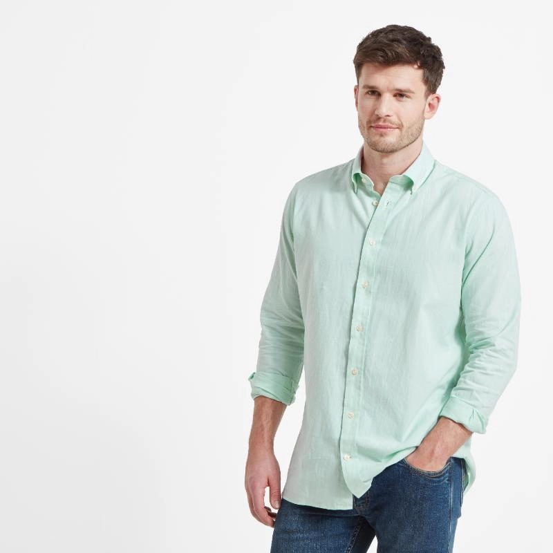 Schoffel Titchwell Tailored Fit Lightweight Mens Shirt - Pale Mint Clearance Steal Today