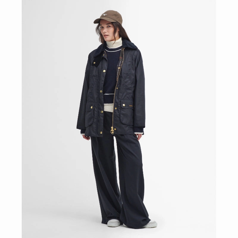 Shop Save Big Barbour Modern Beadnell Ladies Wax Jacket - Navy/Classic