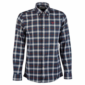 Barbour Portland Mens Tailored Shirt - Navy Hot Offer Ending Soon
