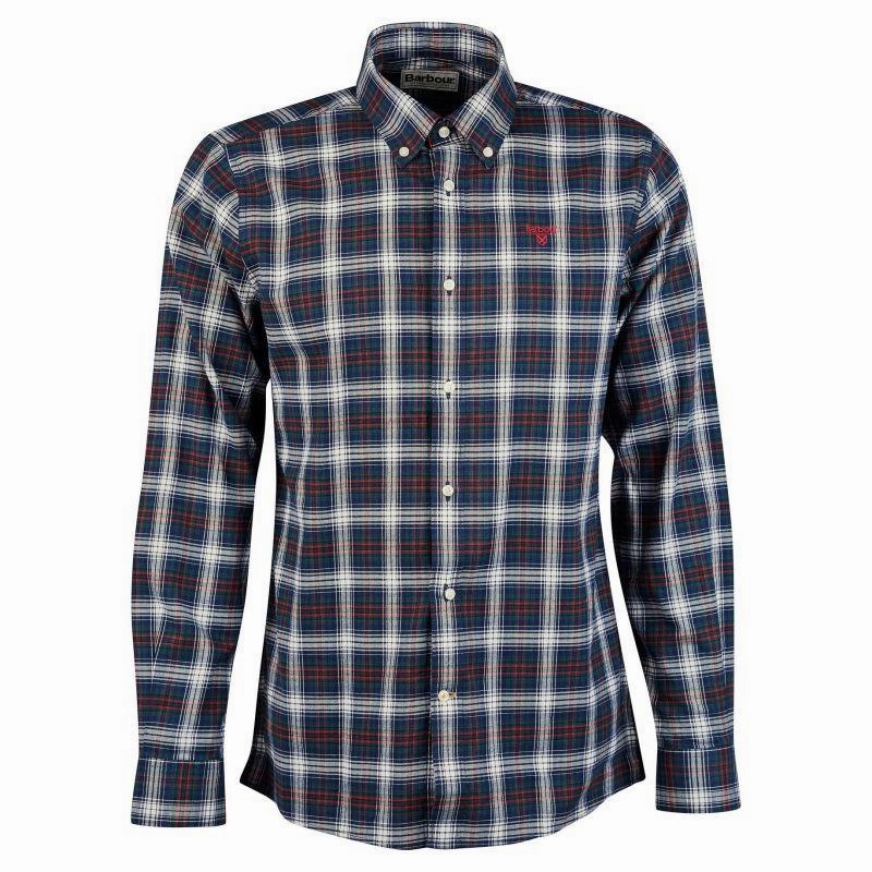 Barbour Portland Mens Tailored Shirt - Navy Hot Offer Ending Soon