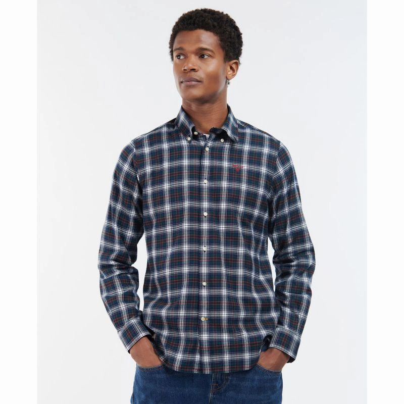 Barbour Portland Mens Tailored Shirt - Navy Weekend Flash Offer Clearance Event Alert