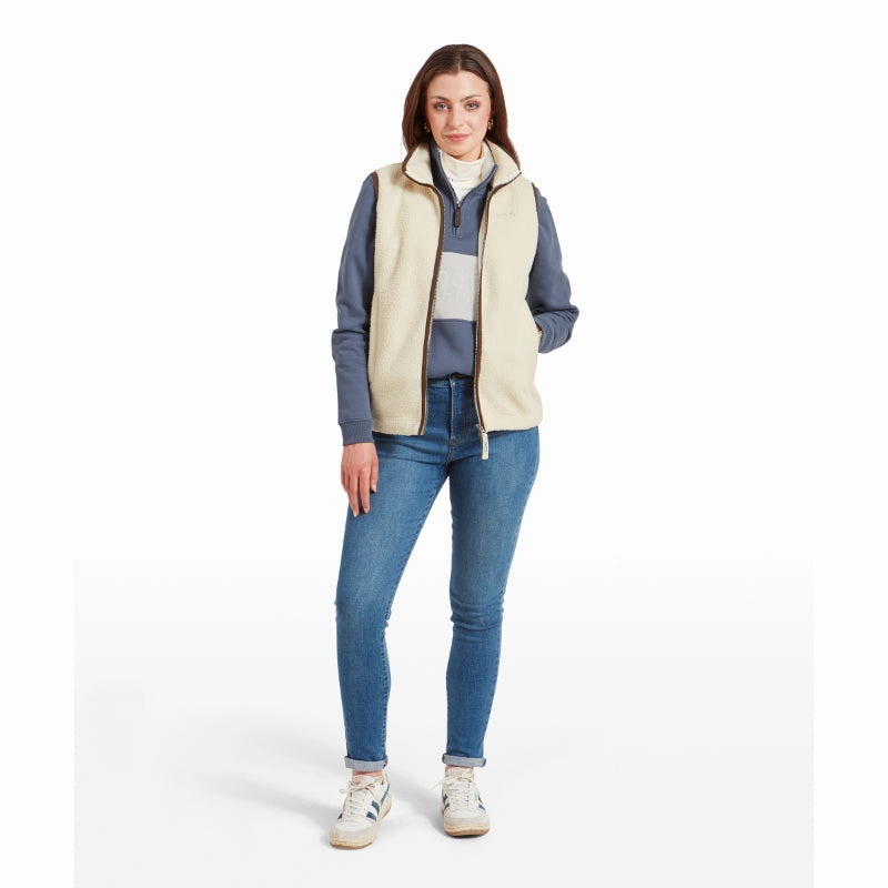 Weekend Specials Flash Offer Today Schoffel Lyndon Retro Ladies Fleece Gilet - Ecru