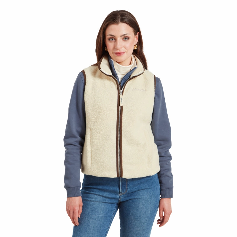 Schoffel Lyndon Retro Ladies Fleece Gilet - Ecru Save Big Today