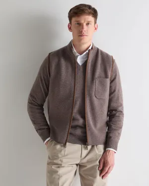 Today Only Offer Best Seller Discount Men'S Shaftesbury Suede Trim Cashmere Gilet Otter Brown