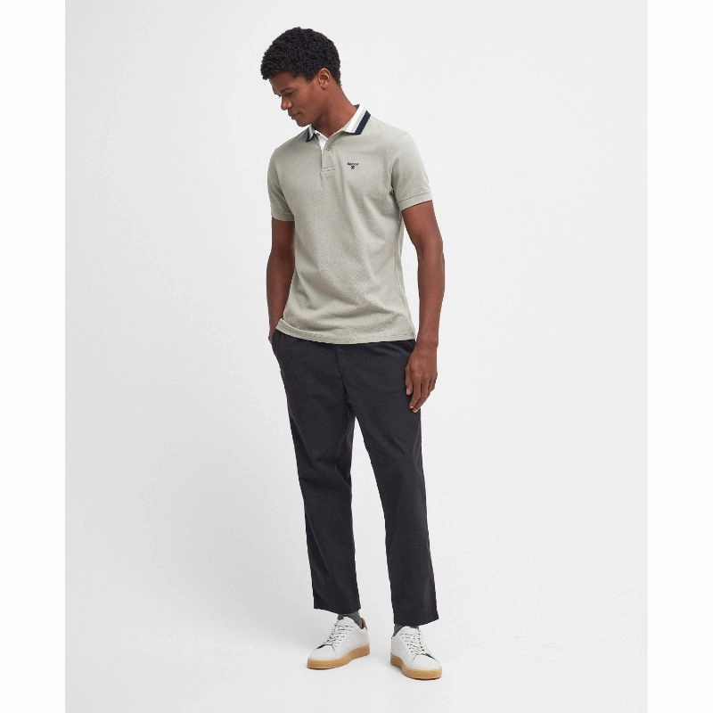 Save Today Event Limited Time Sale Barbour Hawkeswater Tipped Mens Polo Shirt - Forest Fog