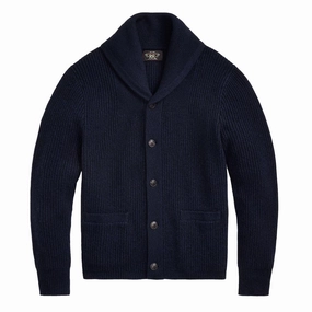 Rrl By Ralph Lauren Cashmere Shawl-Collar Cardigan Navy Heather Instant Discount Perfect Gift Offer