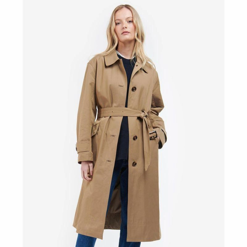 Big Clearance Event Barbour Opal Ladies Showerproof Trench - Rosewood/Rosewood Tartan