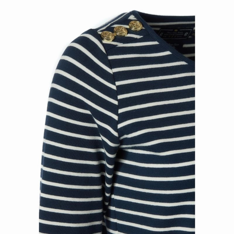 Save Today Event Holland Cooper Padstow Long Sleeve Crew Neck Ladies Tee - Ink Navy/Natural Stripe