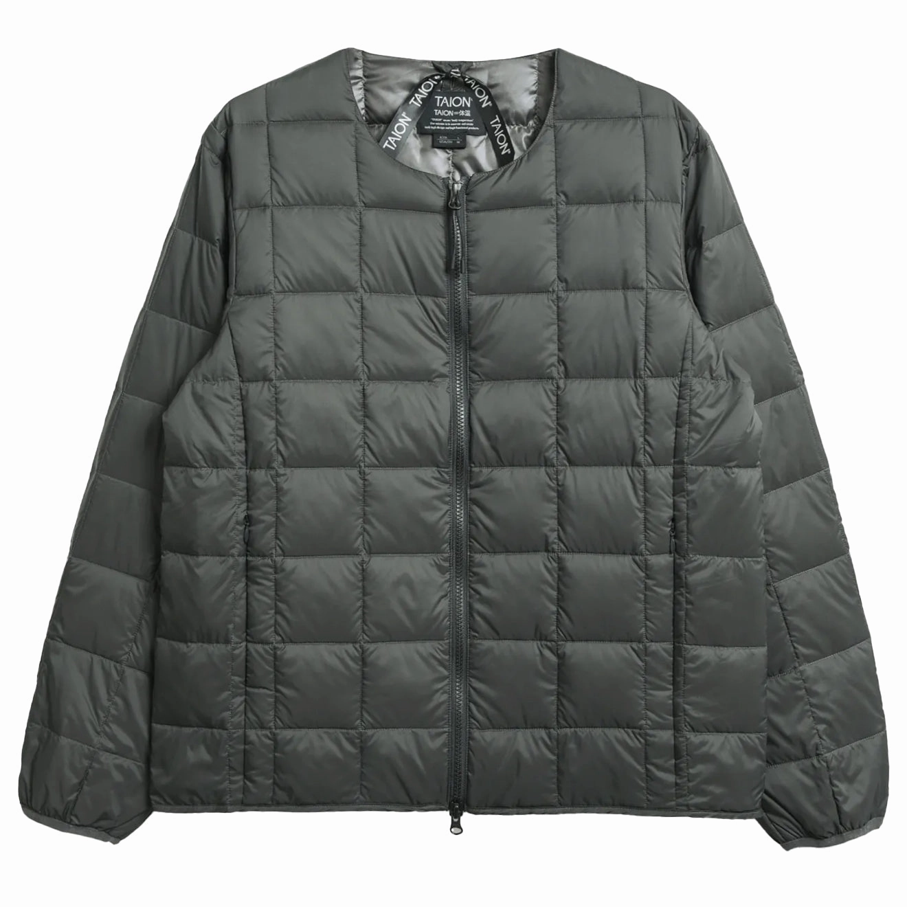 Taion Crew Neck W-Zip Down Jacket Dark Charcoal Trendy Picks Today