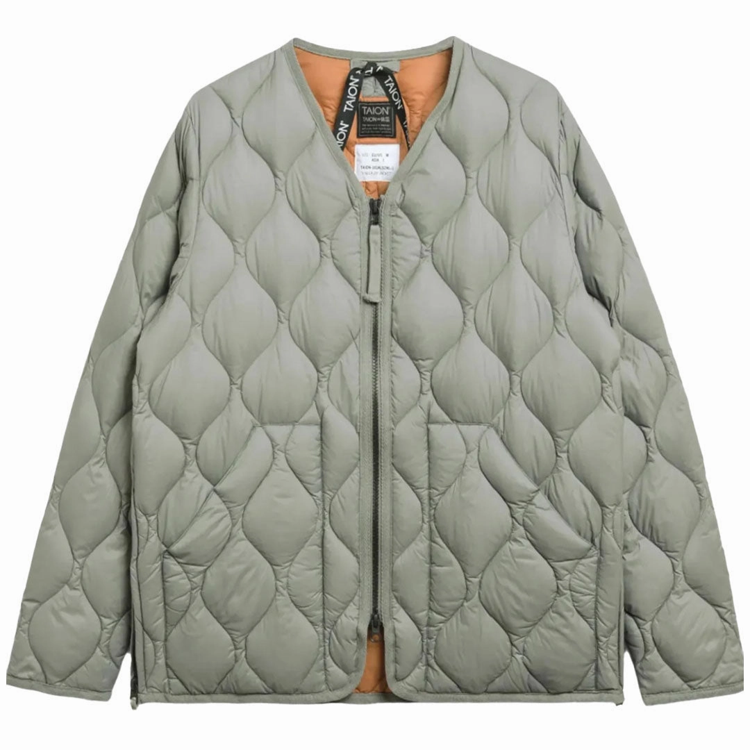 Clearance Sale Now Hot Price Drop Taion Womens Military V Neck W-Zip Down Jacket Dark Sage Green