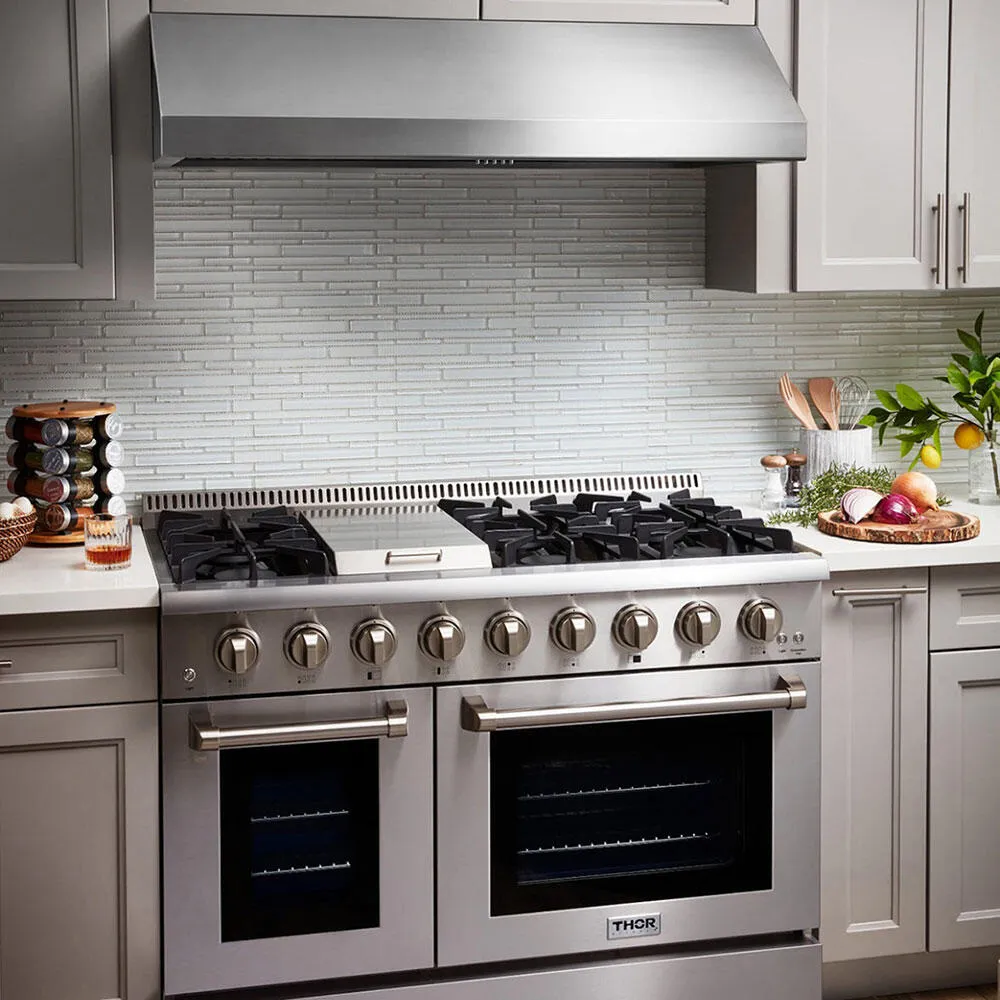 Thor Kitchen TRH4806 48 Inch Professional Range Hood, 11 Inches Tall In Stainless Steel