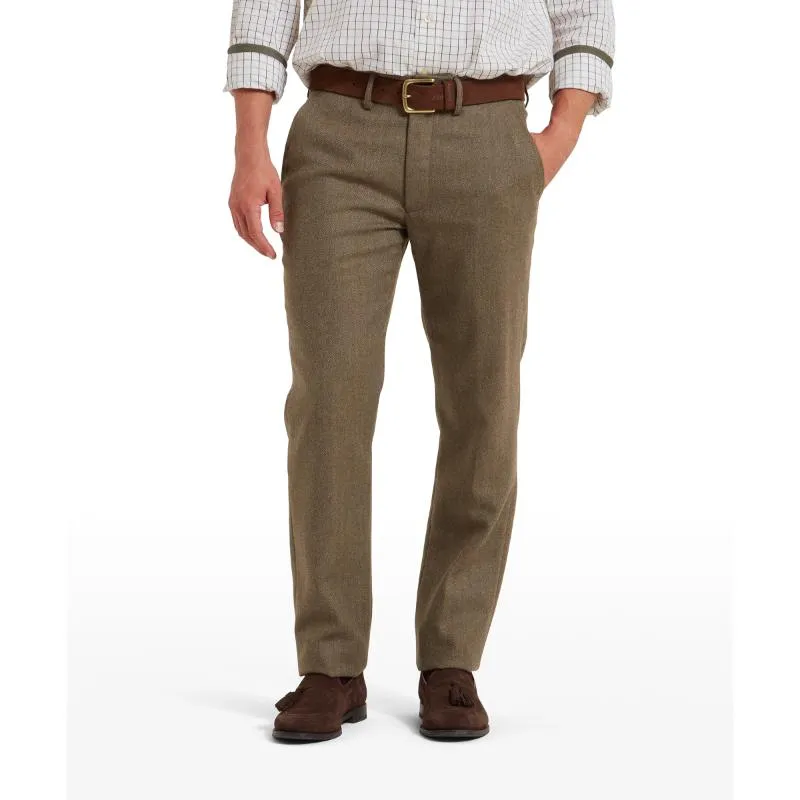Daily Deal Frenzy Schoffel Ross Mens Tweed Trousers - Loden Green Herringbone Tweed