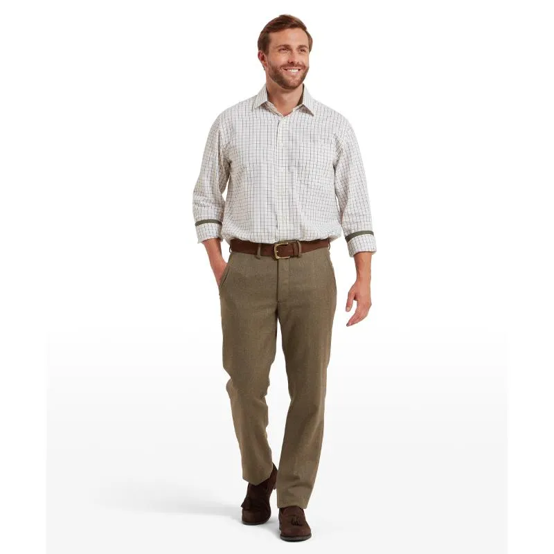 Save Big Today Schoffel Ross Mens Tweed Trousers - Loden Green Herringbone Tweed
