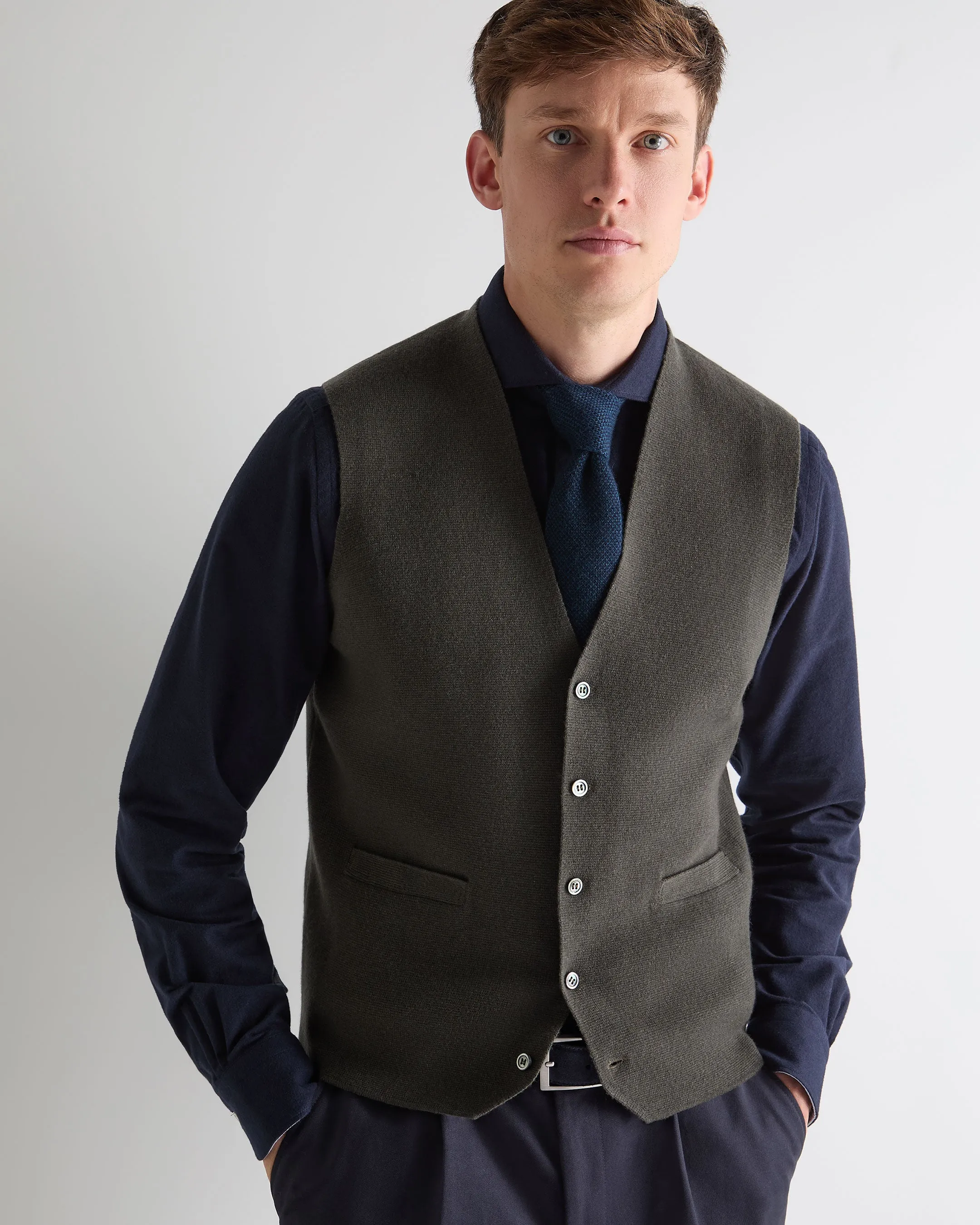 Men'S Chelsea Cashmere Waistcoat Arabica Khaki Green Limited Time Offer Special Deals Online