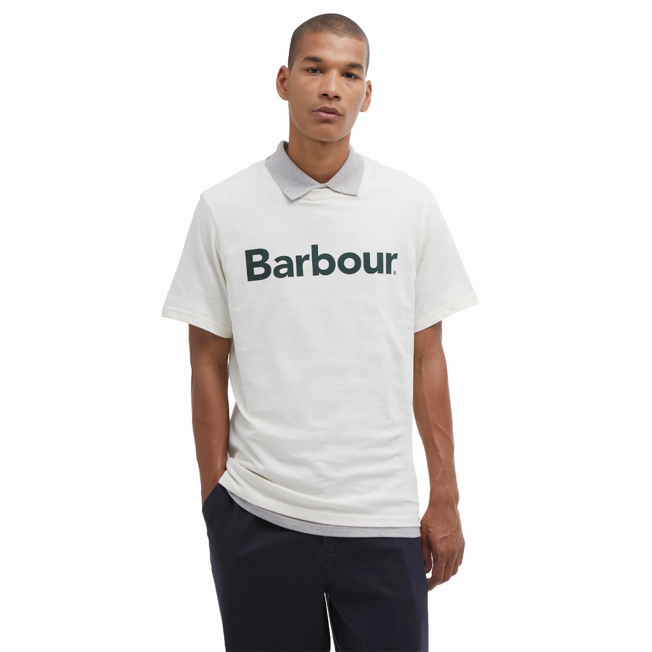 Biggest Savings Now Barbour Logo T-Shirt Whisper White