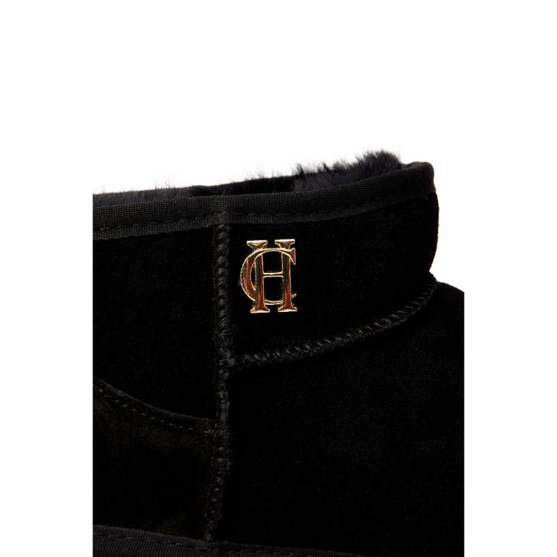 Grab Your Savings Holland Cooper Ultra Mini Ladies Shearling Boots - Black