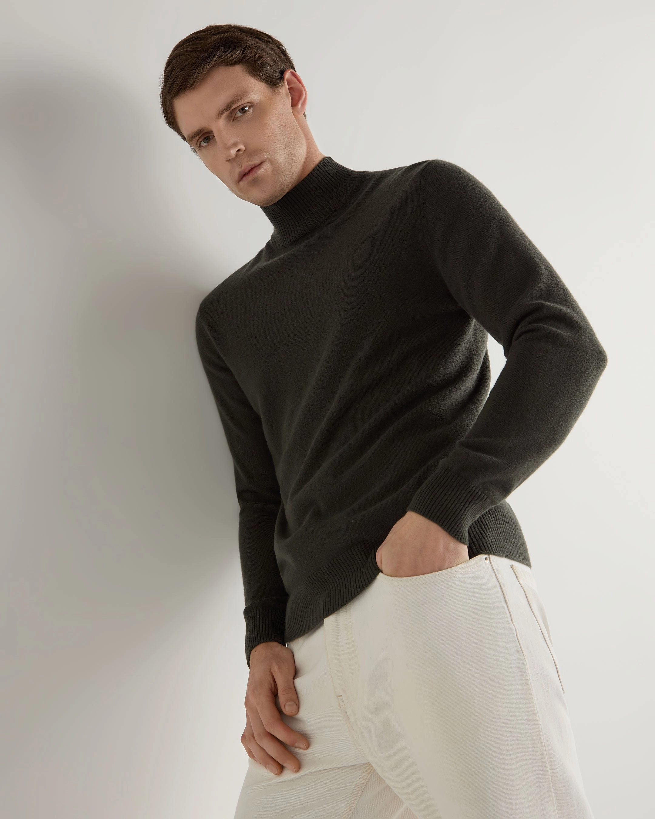 Biggest Savings Now Men'S Mayfair Turtle Neck Cashmere Jumper Arabica Khaki Green