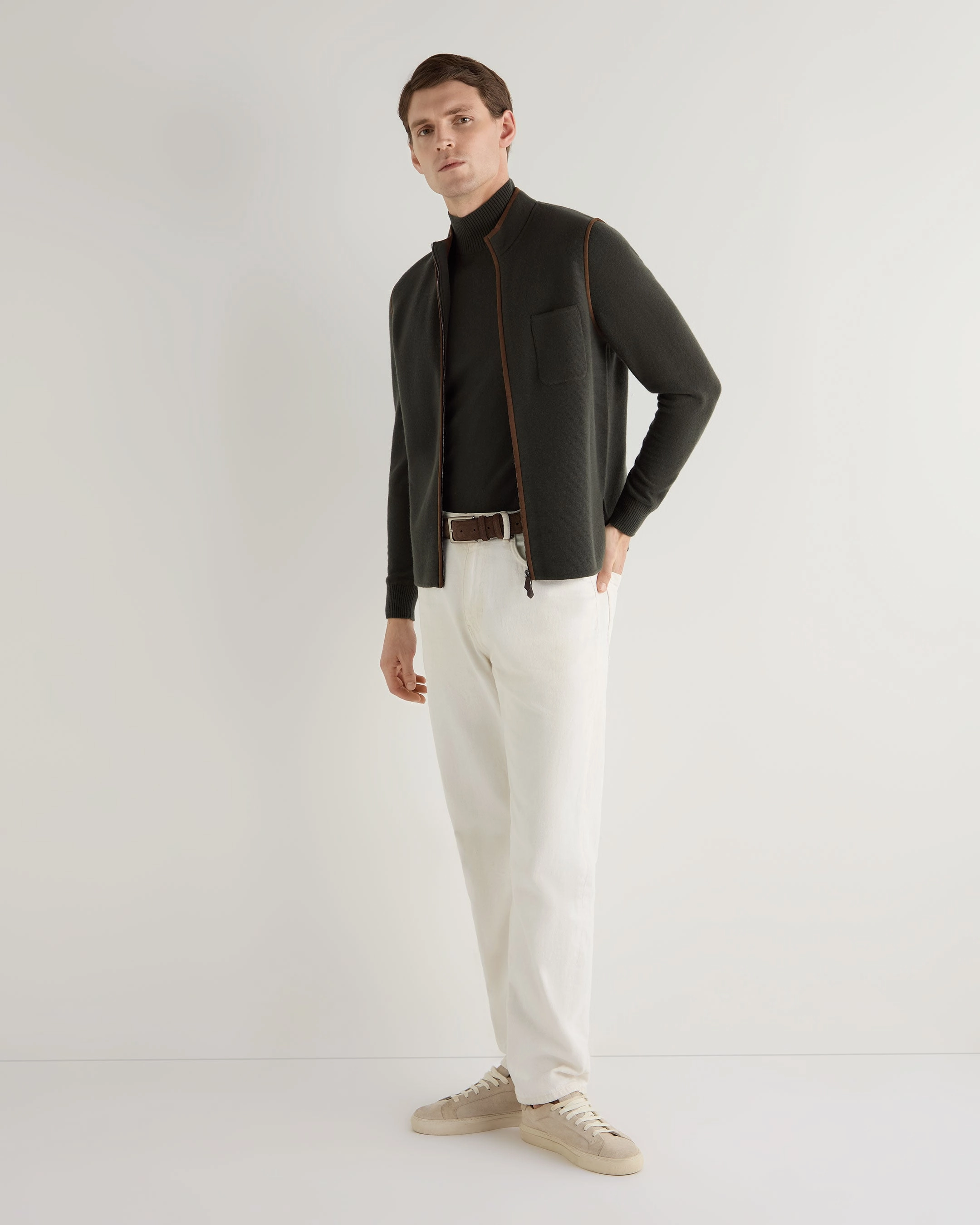 Save More Online Men'S Mayfair Turtle Neck Cashmere Jumper Arabica Khaki Green