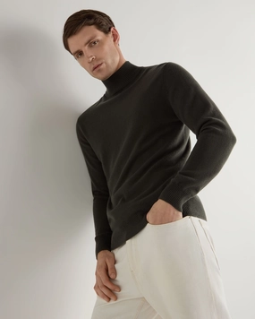 Biggest Savings Now Men'S Mayfair Turtle Neck Cashmere Jumper Arabica Khaki Green